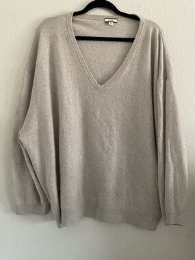 J Crew Cashmere Sweater Women’s 2X Gray Preppy Classic Minimalist